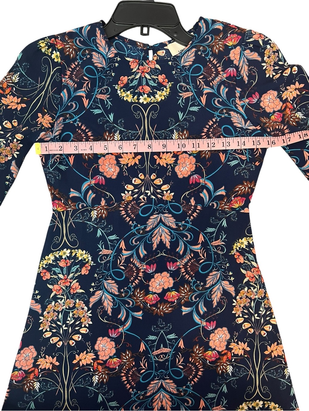 Floral Long-Sleeve Midi Dress in Navy by I. Madeline XS EUC - Picture 5 of 6